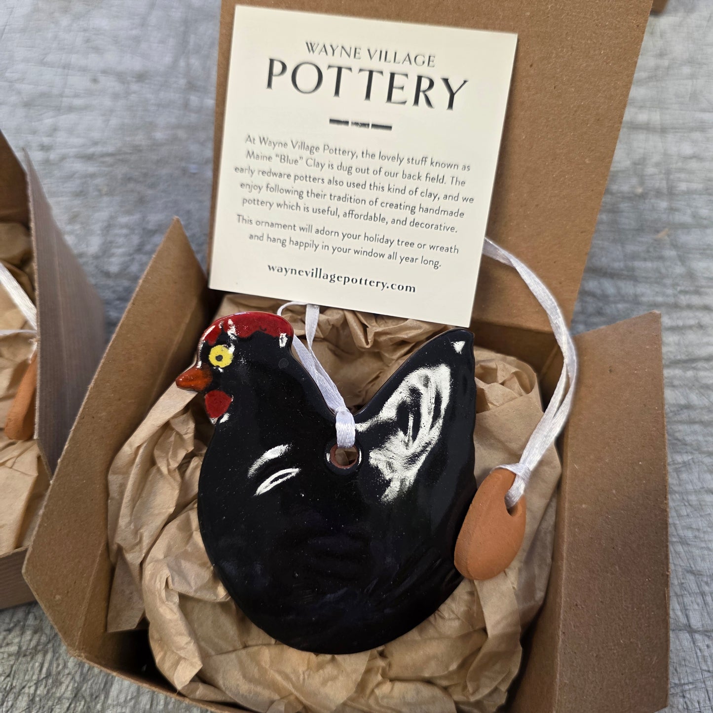 Ornament ~ (B) black Chicken with Egg (3")   **NOT POLISH POTTERY**