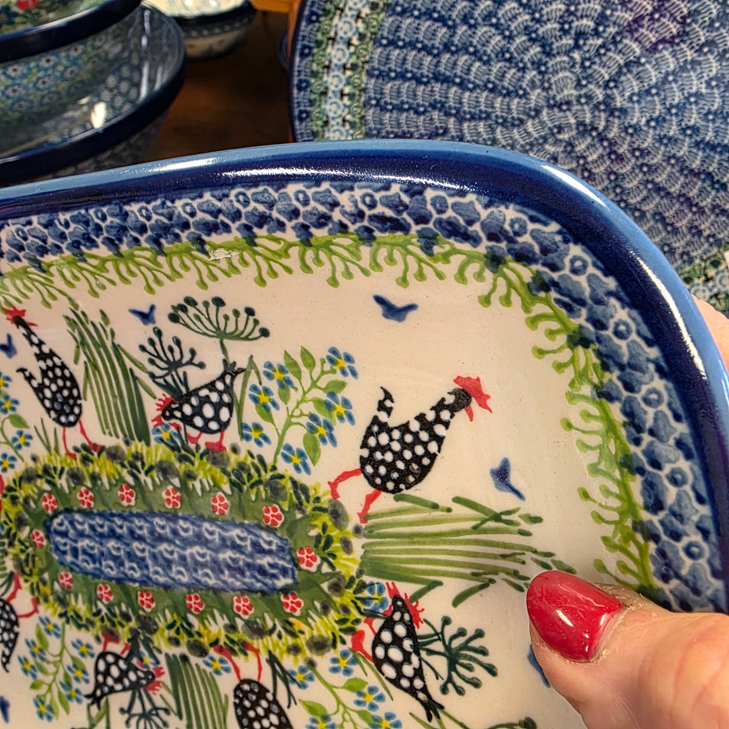 Platter 10"x7"  Black & White Chickens