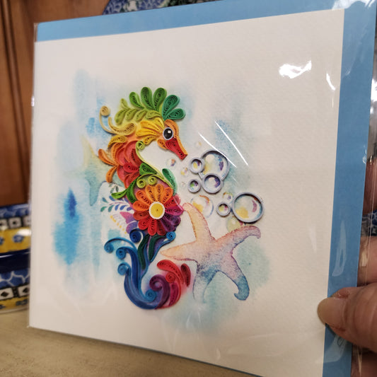 Card ~ Seahorse Quilling Card, ocean  BC-50