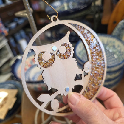 Ornament ~ Owl Amber Suncatcher / Magnet (4")