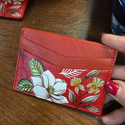 Anuschka ~ Credit Card Case Red / Dragonfly