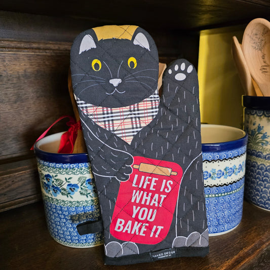 Mitt ~ Black Cat Life is What You Bake It Oven Mitt