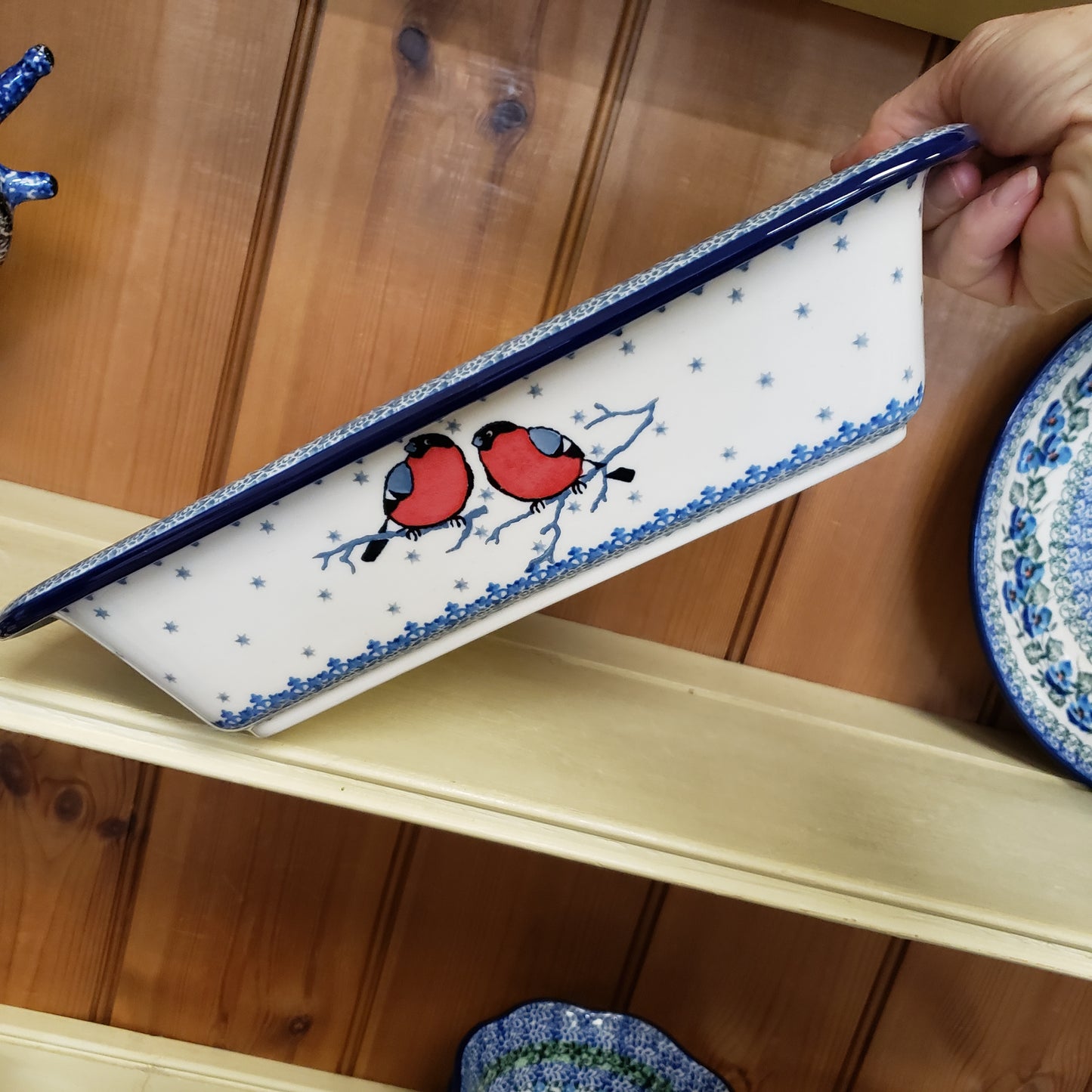 Baker ~ Rectangular w/Rim 12"x10" 855-U5179 Red Birds M Starzyk