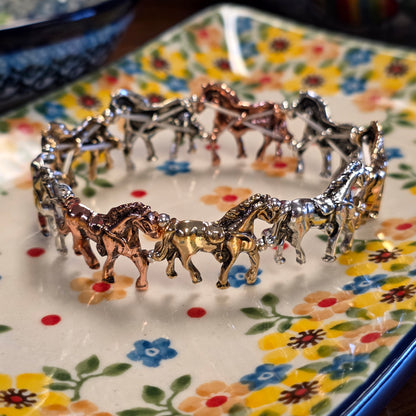 Jewelry Bracelet Horse  lover metal look stretch