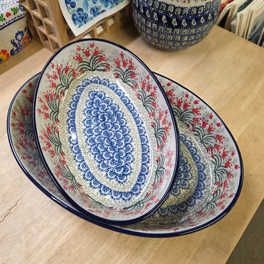 2 pc / 9.5" Oval Baker & 12" Oval Baker 1437X Crimson Bells
