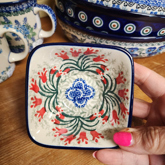 Bowl ~ Small Deep Square D11-1437X Crimson Bells (3 3/4")