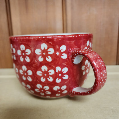 Mug ~ 17 oz Latte cup ~ Red Blossom J8cz