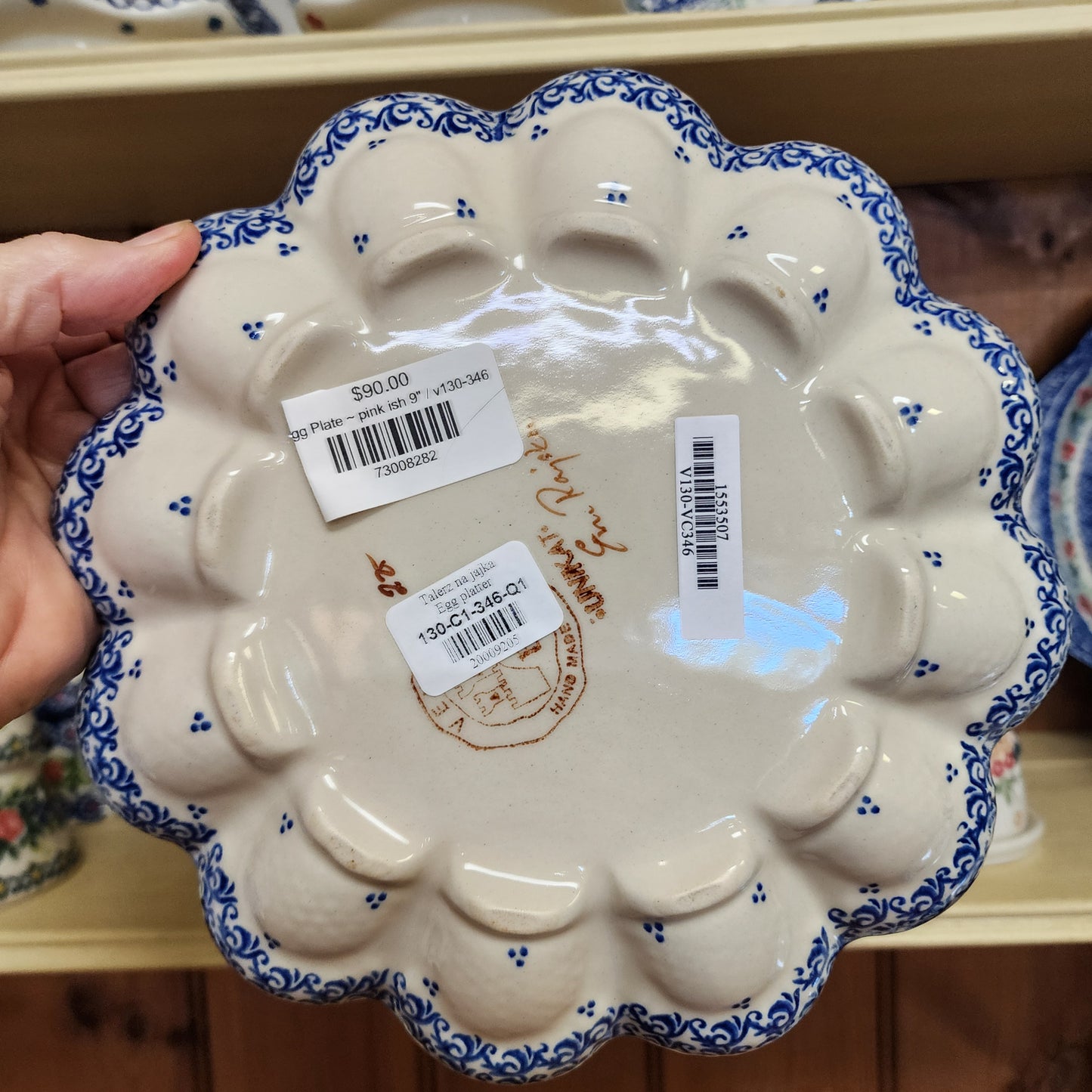 Egg Plate ~ pink ish 9"