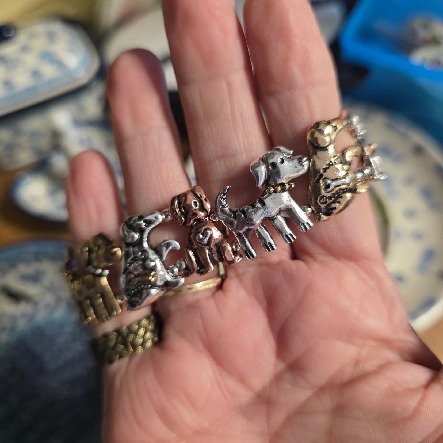 Jewelry Bracelet Dog lover metal look stretch