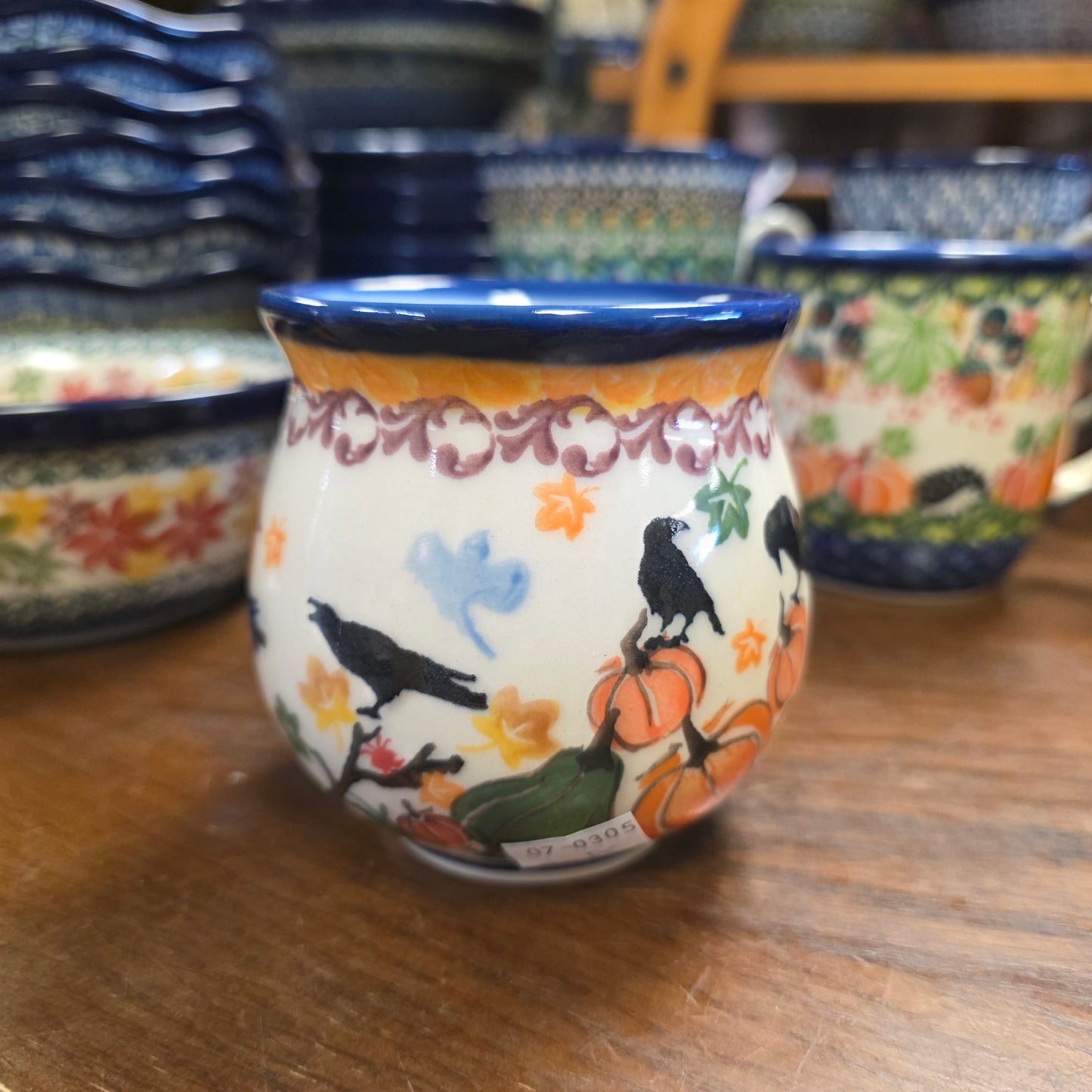 Mug 12 oz scarecrow Raven pumpkin