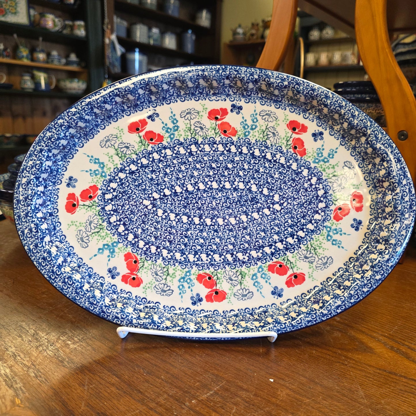 Platter   Oval   10' X 14.5"   2901X ~ Red Poppy Garden