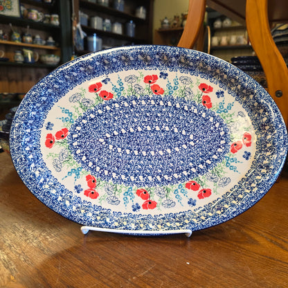 Platter   Oval   10' X 14.5"   2901X ~ Red Poppy Garden