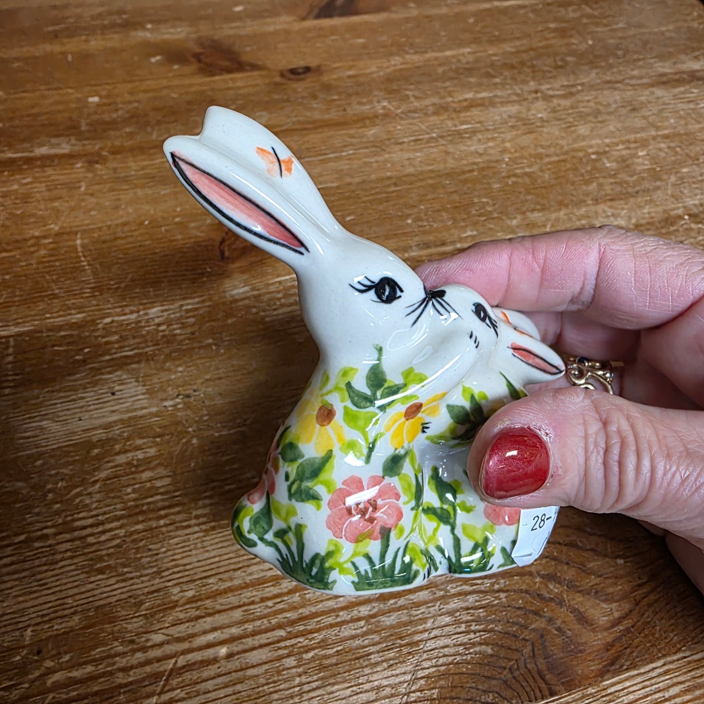 Kissing Bunnies Pink 3.5"H