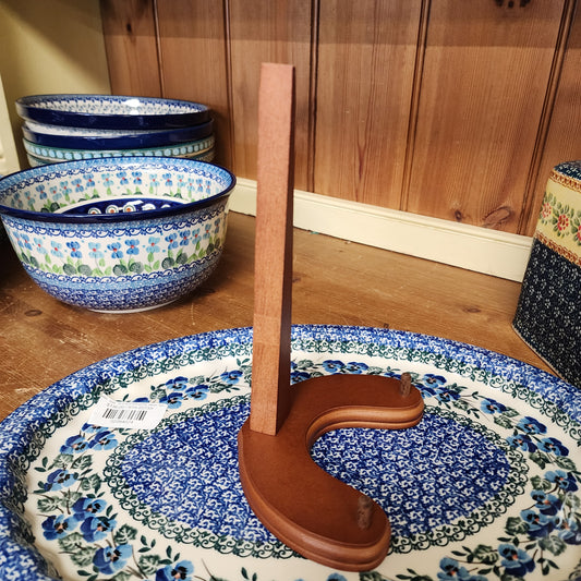 Stand Walnut MDF Wood Plate Stand: 8.25" x 5.5" x 4.5"   Walnut MDF