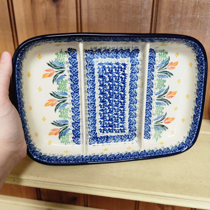Divided Dish  6.5" x 9.25" 393-3371X  Signs of Spring pf0526