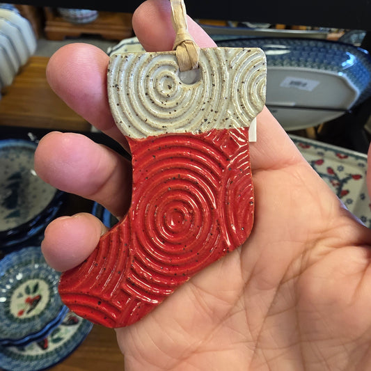 Ornament ~  Stocking #6 **Not Polish Pottery** (3")