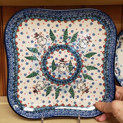 Tray ~ Square Fluted (9.5 in.) 581-U4661  Snowman T Liana