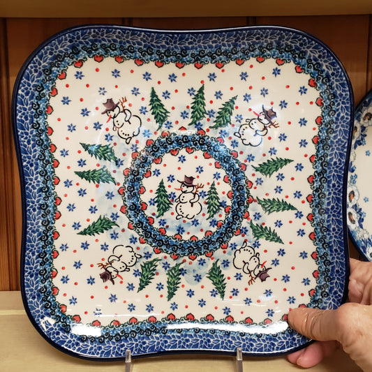 Tray ~ Square Fluted (9.5 in.) 581-U4661  Snowman T Liana