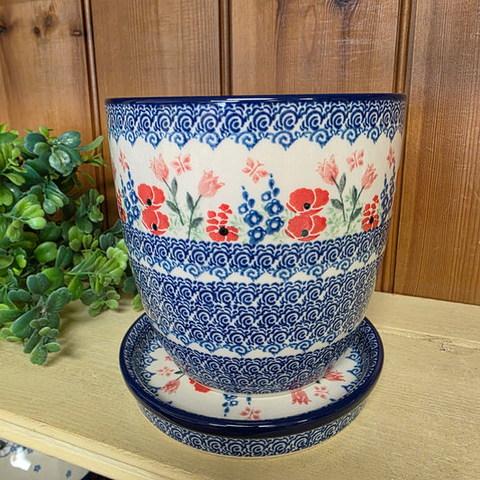 G45 ~ Flower Pot with Drip Plate 6"    G45-3220X  Whimsical Garden pf0526