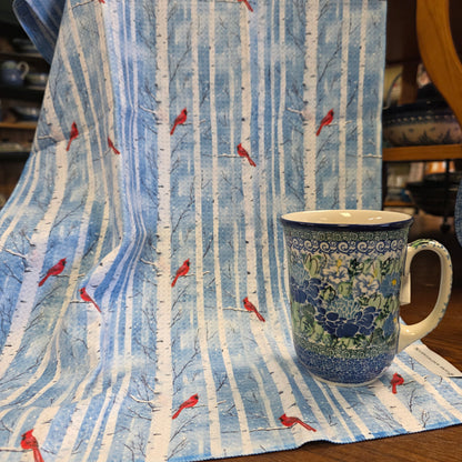 Towel /poly ~ Blue Birch Trees & Cardinals