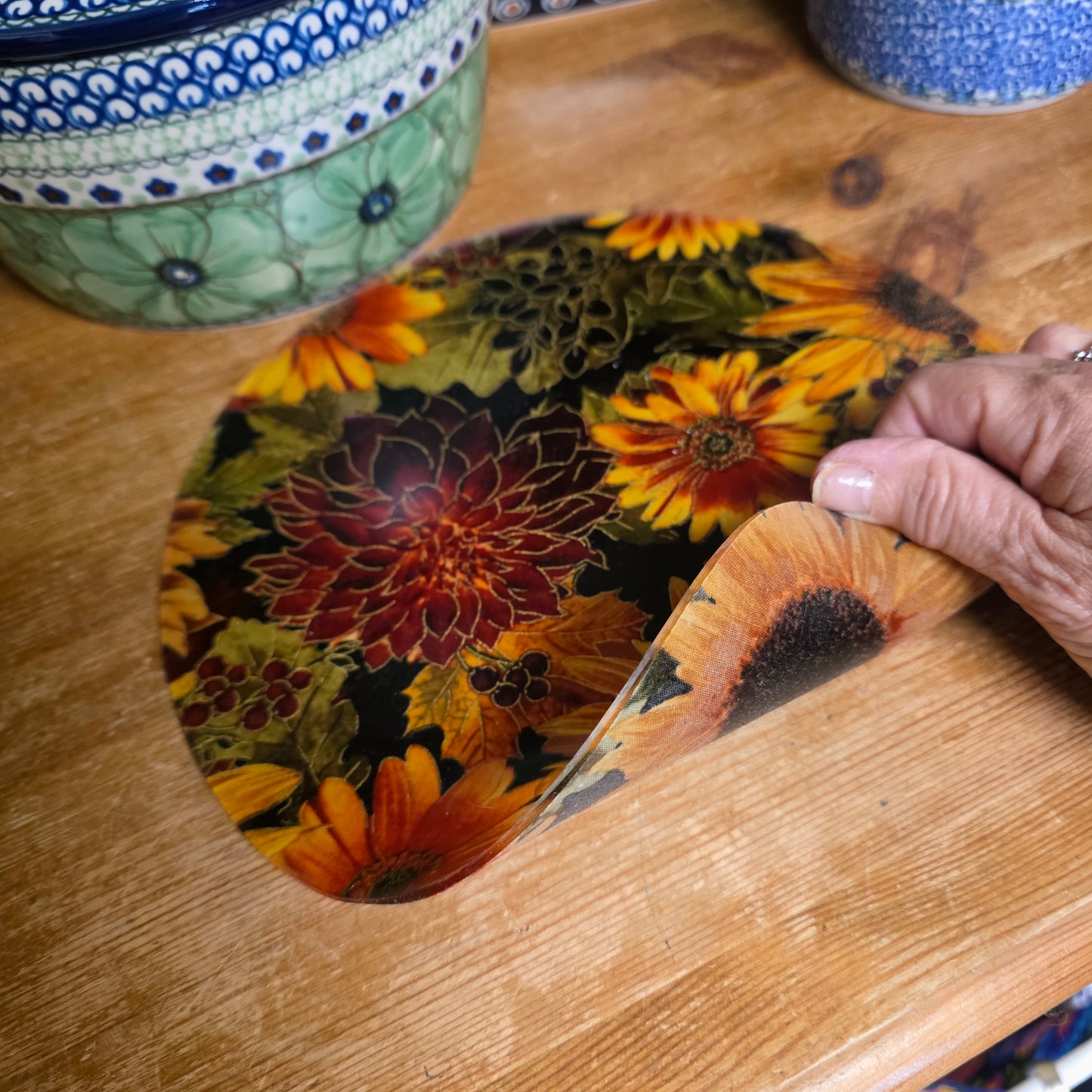 Silicone trivet ~ Harvest Flower ~ 10" round