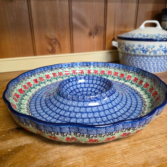 Bowl   Fluted Vegetable 12" x 2" Chip & Dip A23-1916X  Maraschino pf0526
