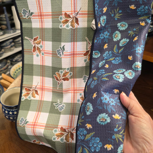 Towel /poly ~ plaid / blues Waffle Recycled Dish Towel
