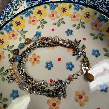 Jewelry ~ Bracelet Earthen 7.5-8.5" Jasper, Czech Glass Multistrand Bracelet