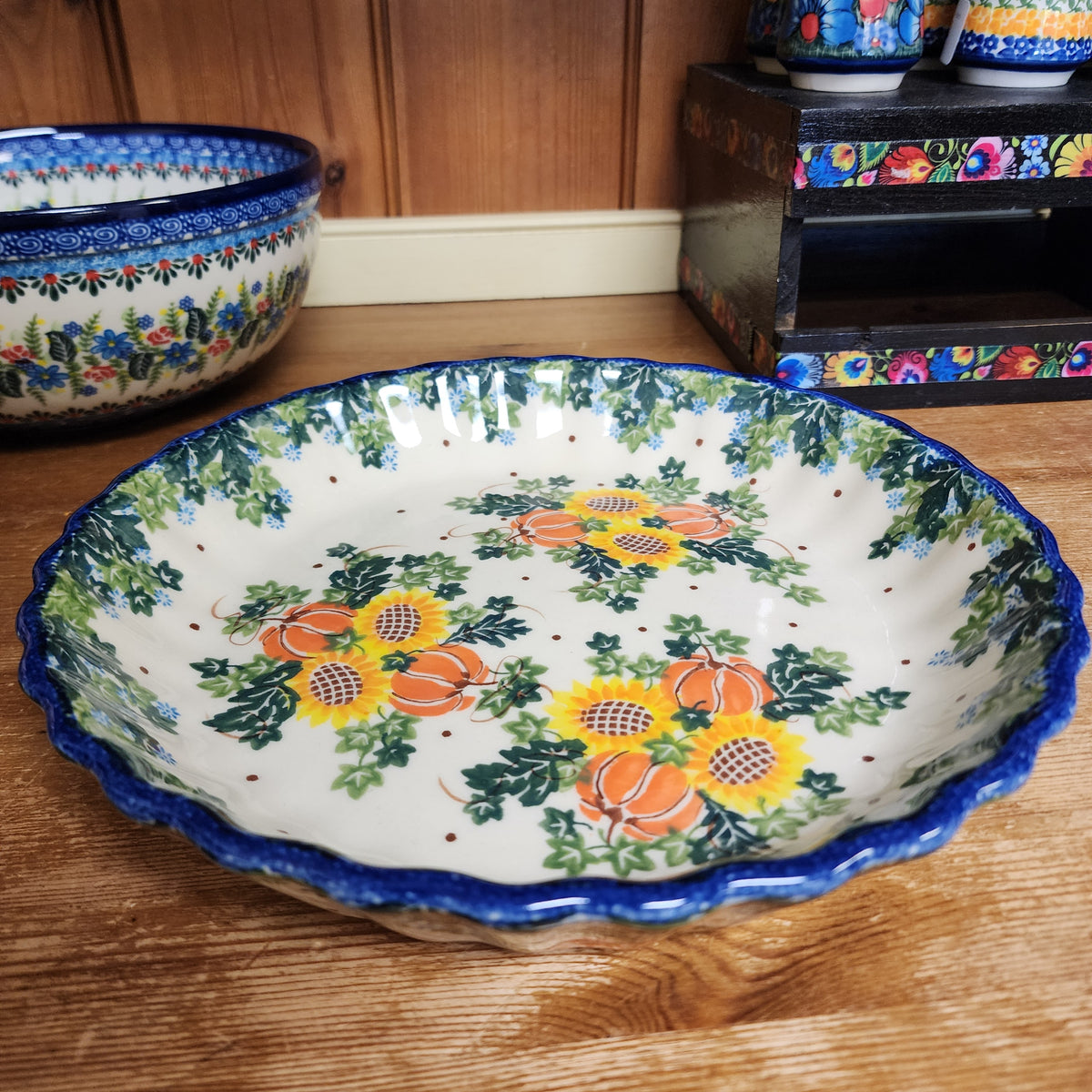 Pie Fluted 1047 sunflower and pumpkin (10"x1 3/4")