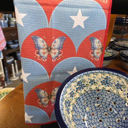 Towel /poly ~ Wings of Liberty Waffle Recycled Dish Towel Americana USA 4th of July