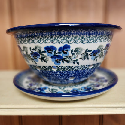 Berry Bowl w/ Saucer ~ 8"W 2273X ~ Winter Viola