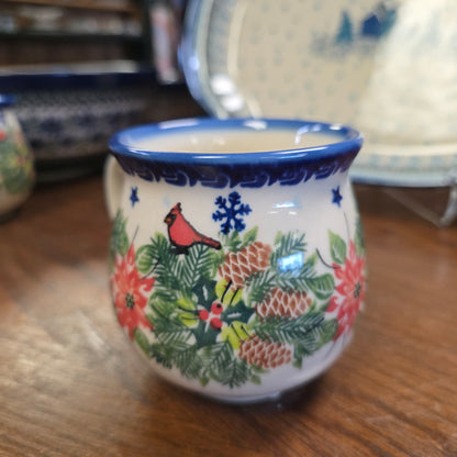Mug 12 oz small cardinal  poinsettia 710