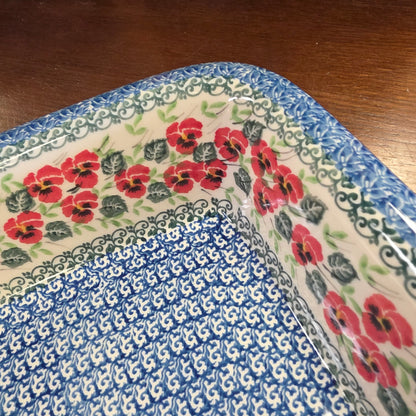 Baker   Rectangular w/Rim   Lasagna    11.25" x 13.75" 2538X ~ Red Pansy