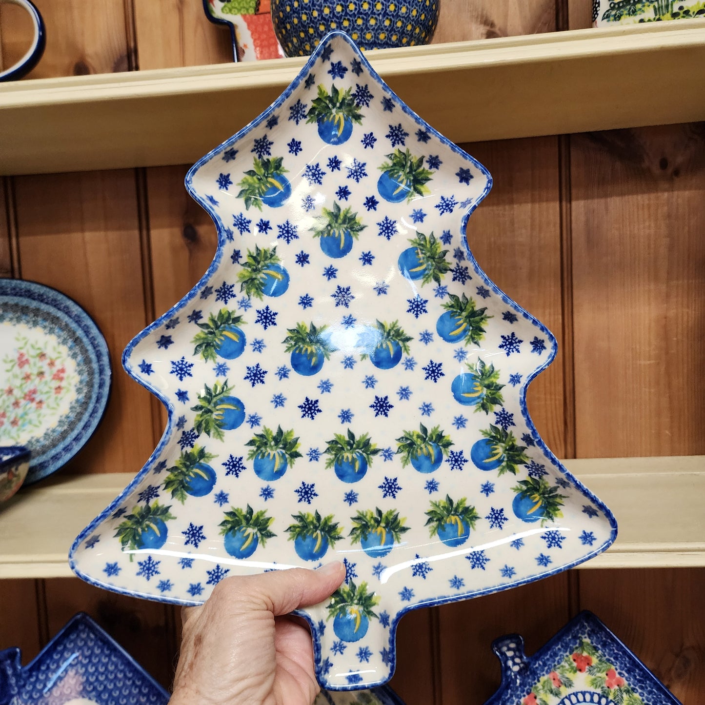 Platter ~ Tree shape 13" x 11" Blue