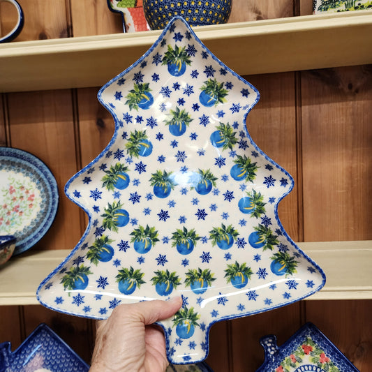 Platter ~ Tree shape 13" x 11" Blue
