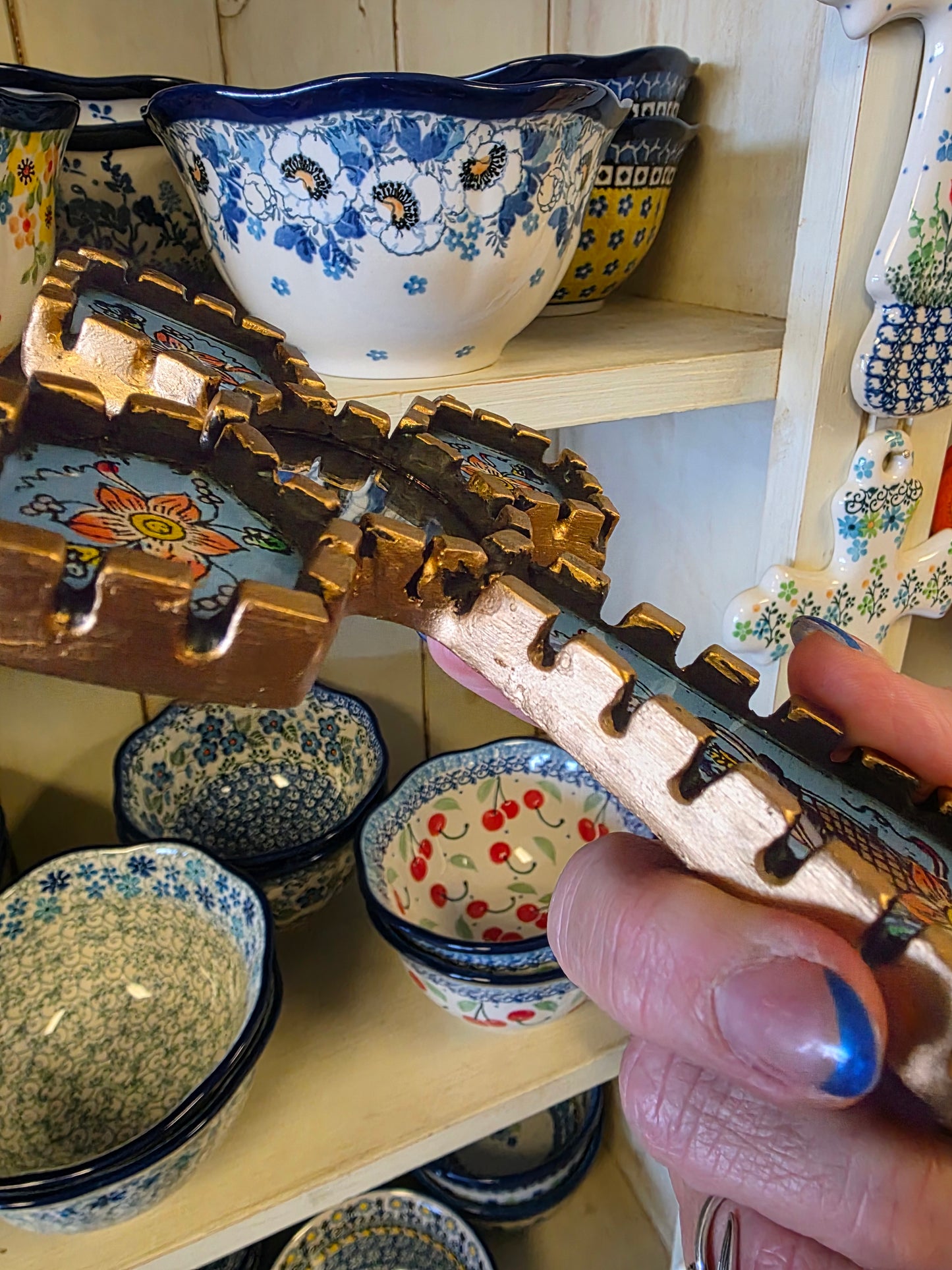 Mirror ~ Cross 8"x6"  blue *NOT POLISH POTTERY