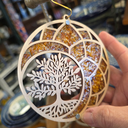 Ornament ~ Tree of Life Amber Suncatcher / Magnet (4")