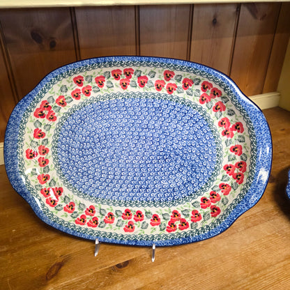 Platter   Oval   11.5" x 15.5"   2538X ~ Red Pansy