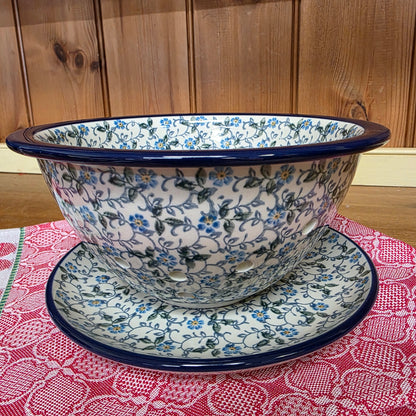 Berry Bowl w/ Saucer   8"W  470-2089X  Forget Me Knots pf0526