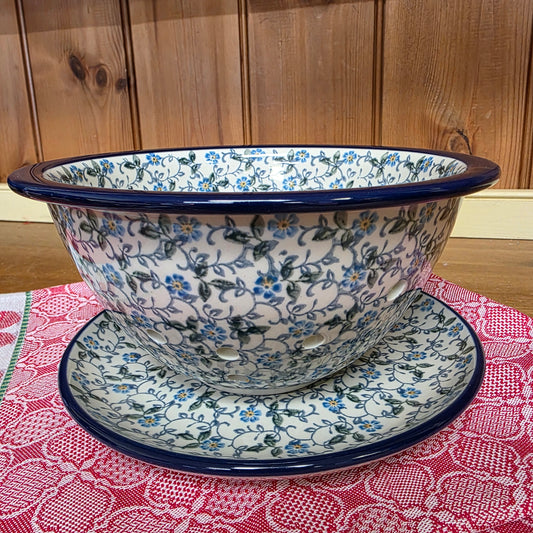 Berry Bowl w/ Saucer   8"W  470-2089X  Forget Me Knots pf0526
