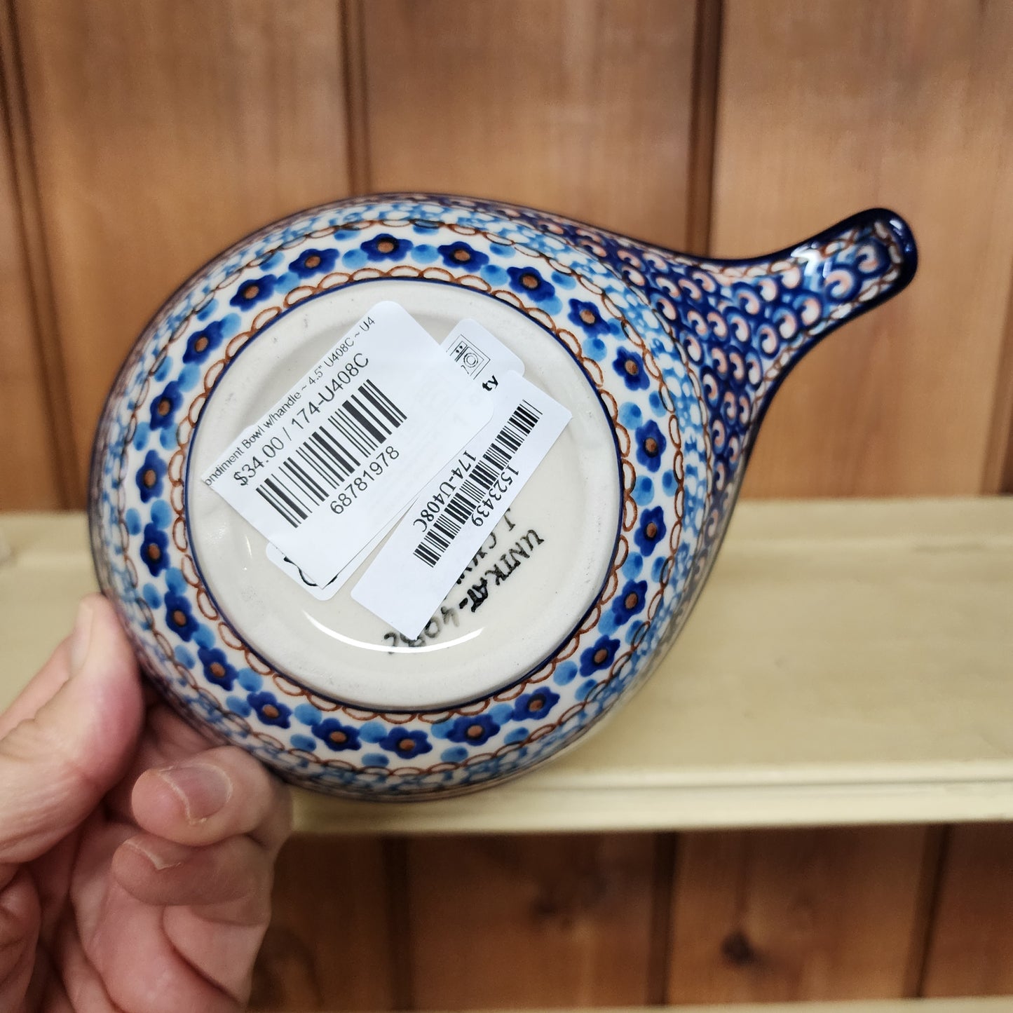 Condiment Bowl w/handle ~ 4.5" U408C ~ U4 Blue Jacek Chyla