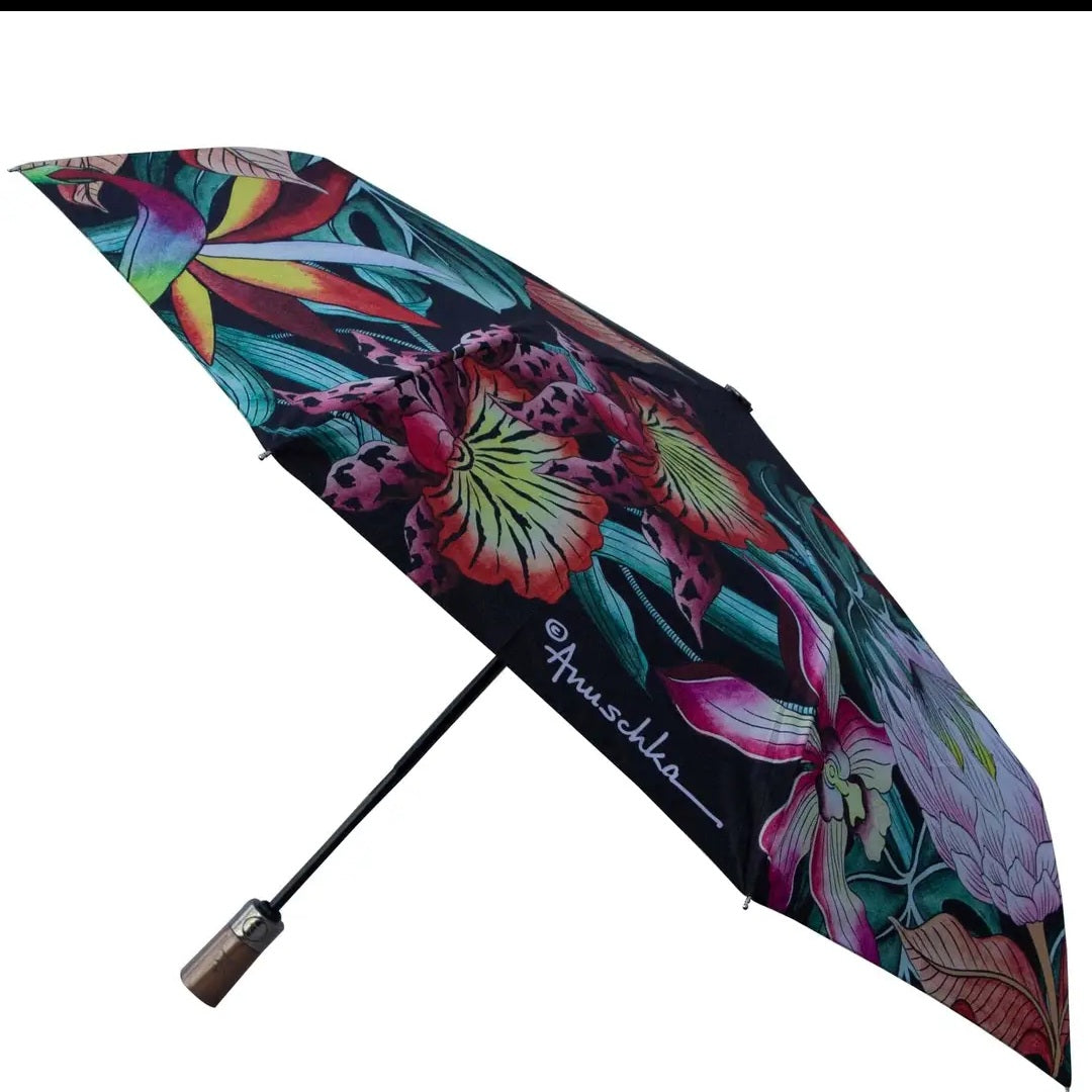 Anuschka ~ Umbrella ~ Black / bird of paradise
