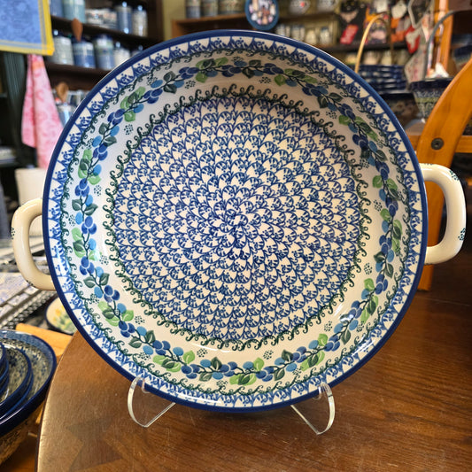 Baker   Round w/ Handles   10" 420-1416X  Blue Berries pf0526