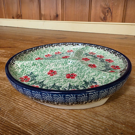 Divided Dish ~ 6.7" Round    D29-1916X  Maraschino pf0526