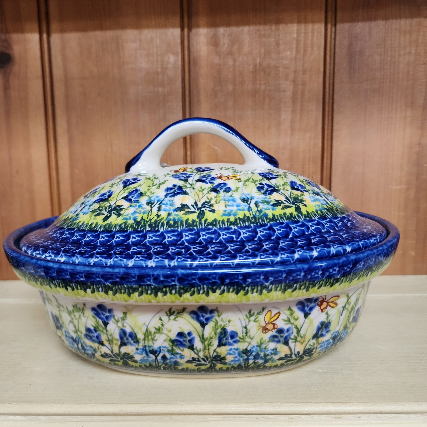 Baker Covered Oval Bees Blue 553