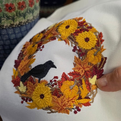 Towel ~ Wreath Tea Towel with Crow
