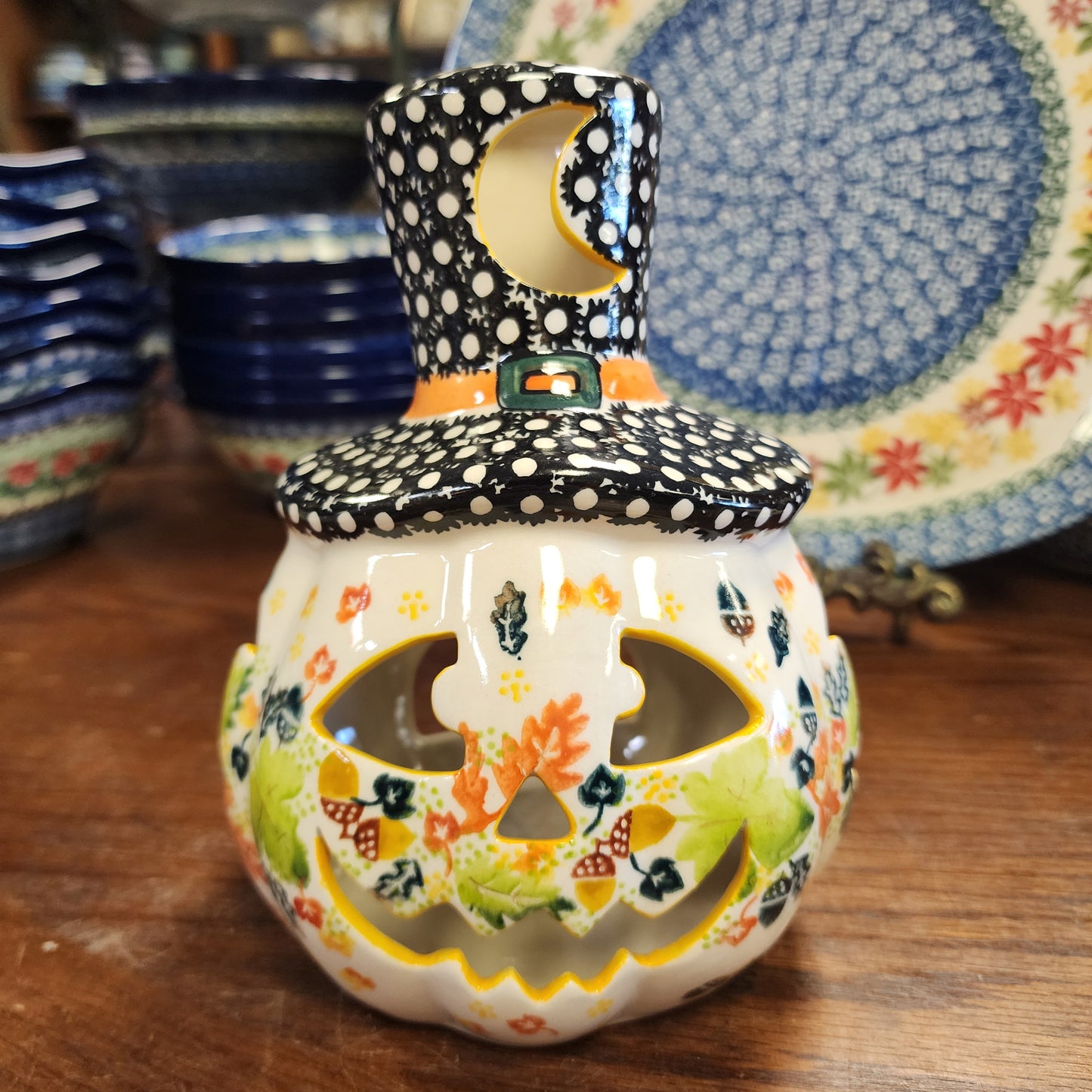 Pumpkin / Jack o lantern  with Hat luminary  7.5"H