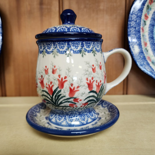 Mug w/Infuser and Saucer   12 oz.    1437X ~ Crimson Bells