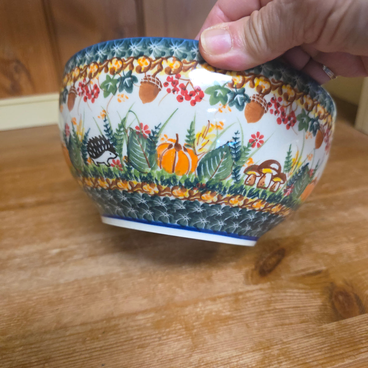 Bowl ~7.5" Hedgehog mushroom pumpkin 1046 7.5"x3.5 / 7 cup