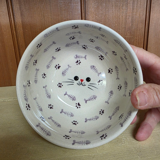 Bowl / purple Kitty / 5" / 2 cups   Fish Bones